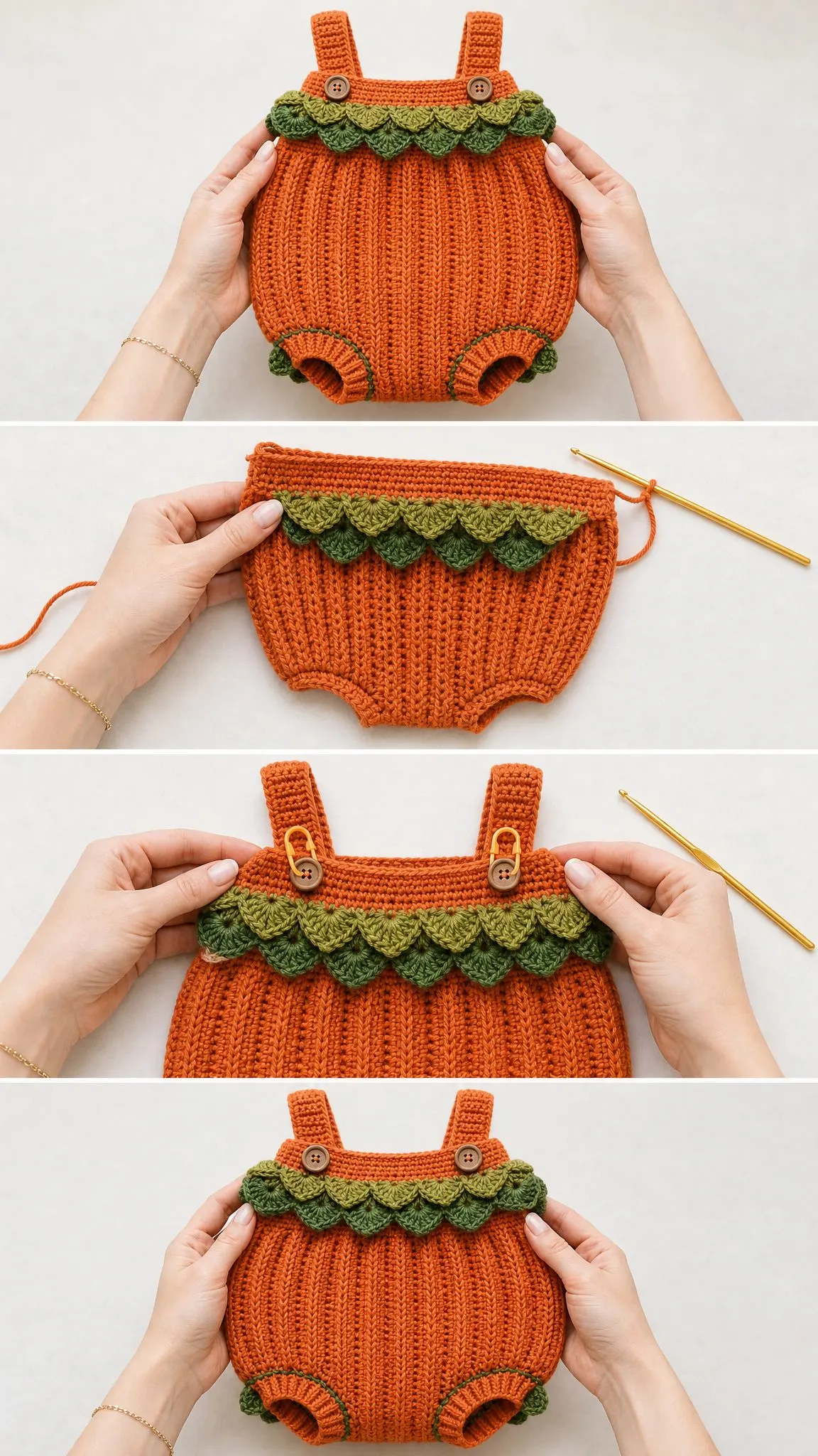 Pumpkin Baby Romper Free Crochet Pattern