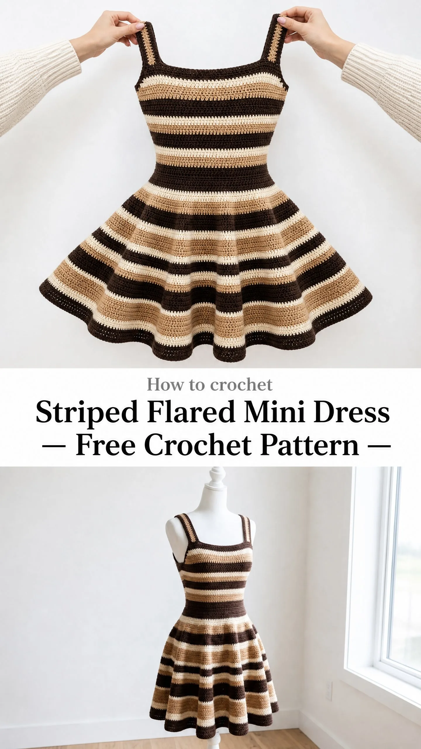 Striped Flared Mini Dress Free Crochet Pattern