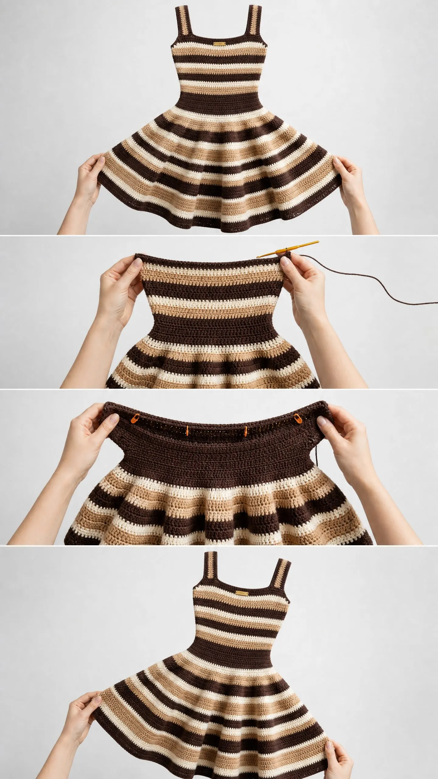 Striped Flared Mini Dress Free Crochet Pattern