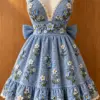 Blue Floral Ruffle Dress Crochet Pattern