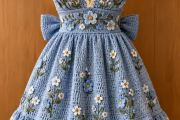 Blue Floral Ruffle Dress Crochet Pattern