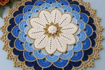 Blue Ombre Gold Placemat Crochet Pattern