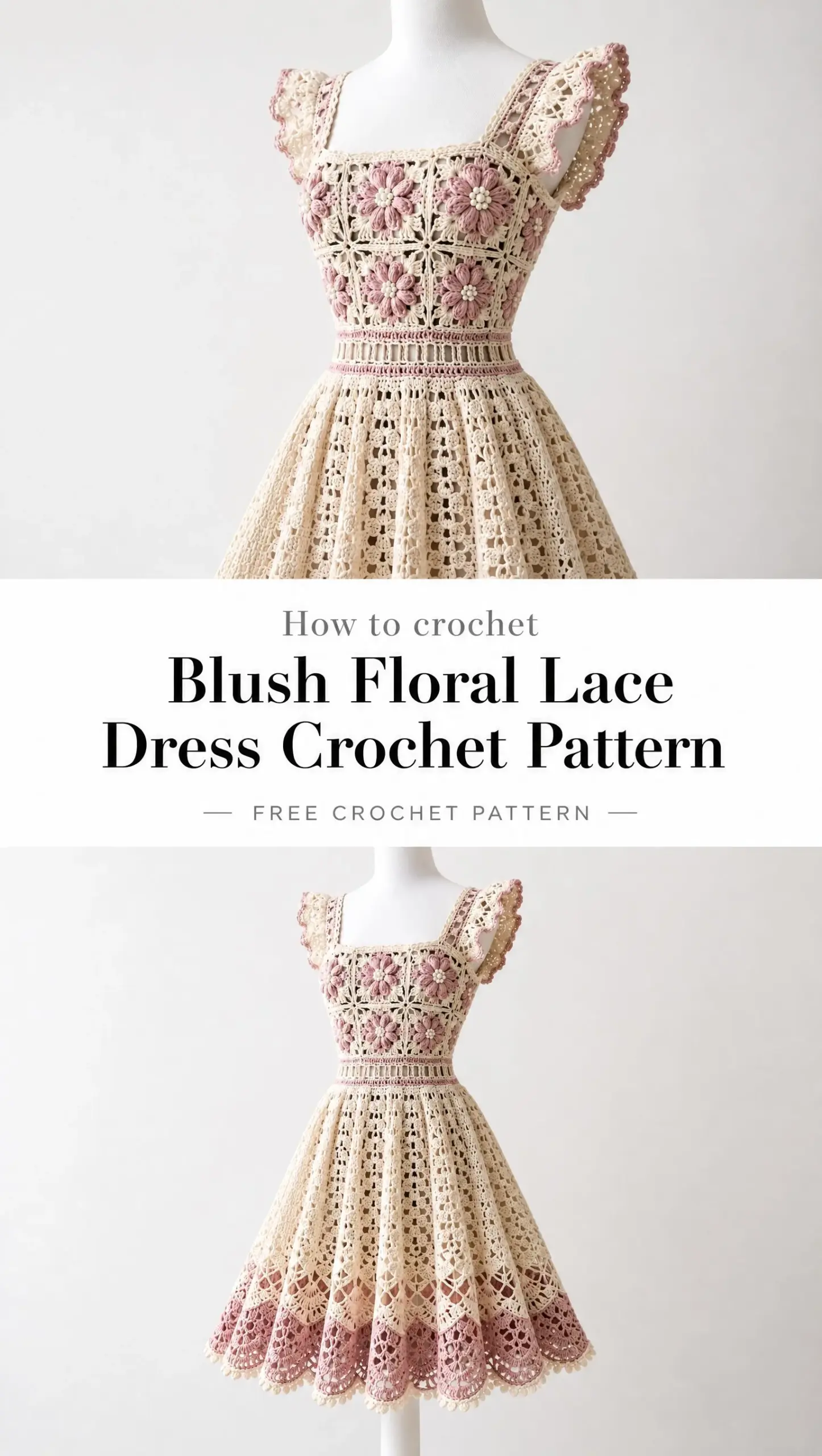 Blush Floral Lace Dress Crochet Pattern