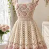 Blush Floral Lace Dress Crochet Pattern