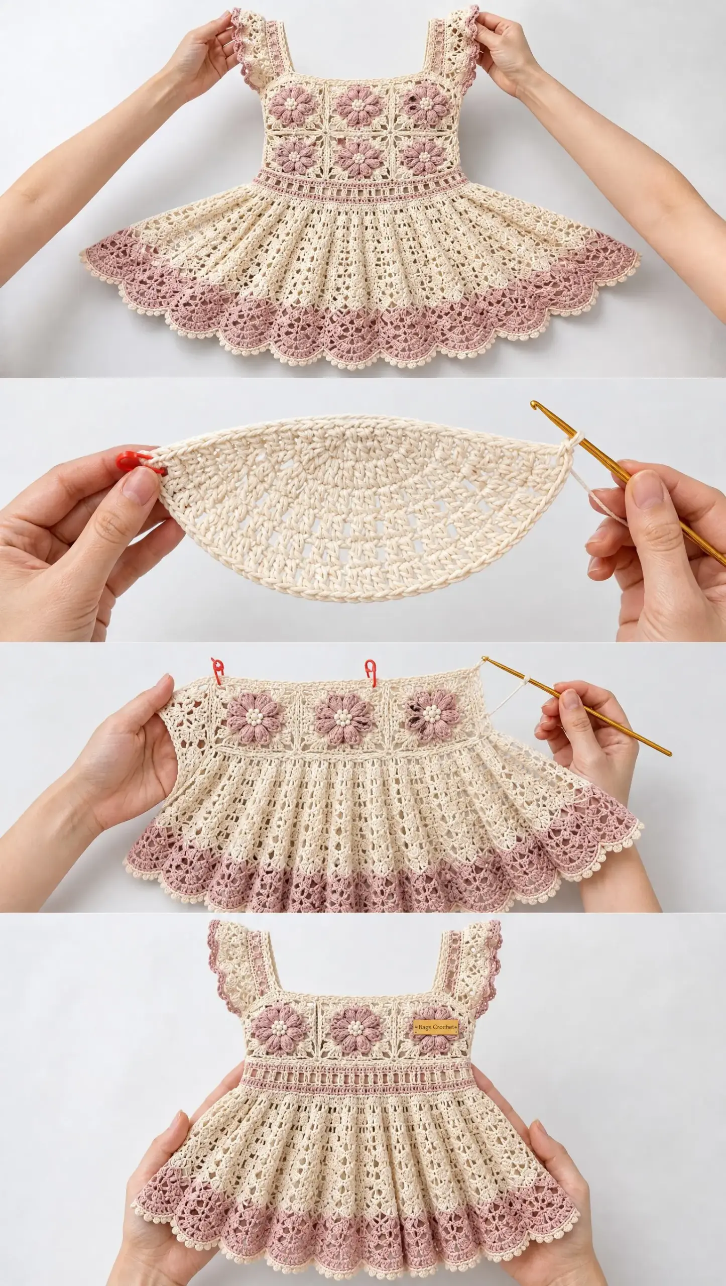Blush Floral Lace Dress Crochet Pattern