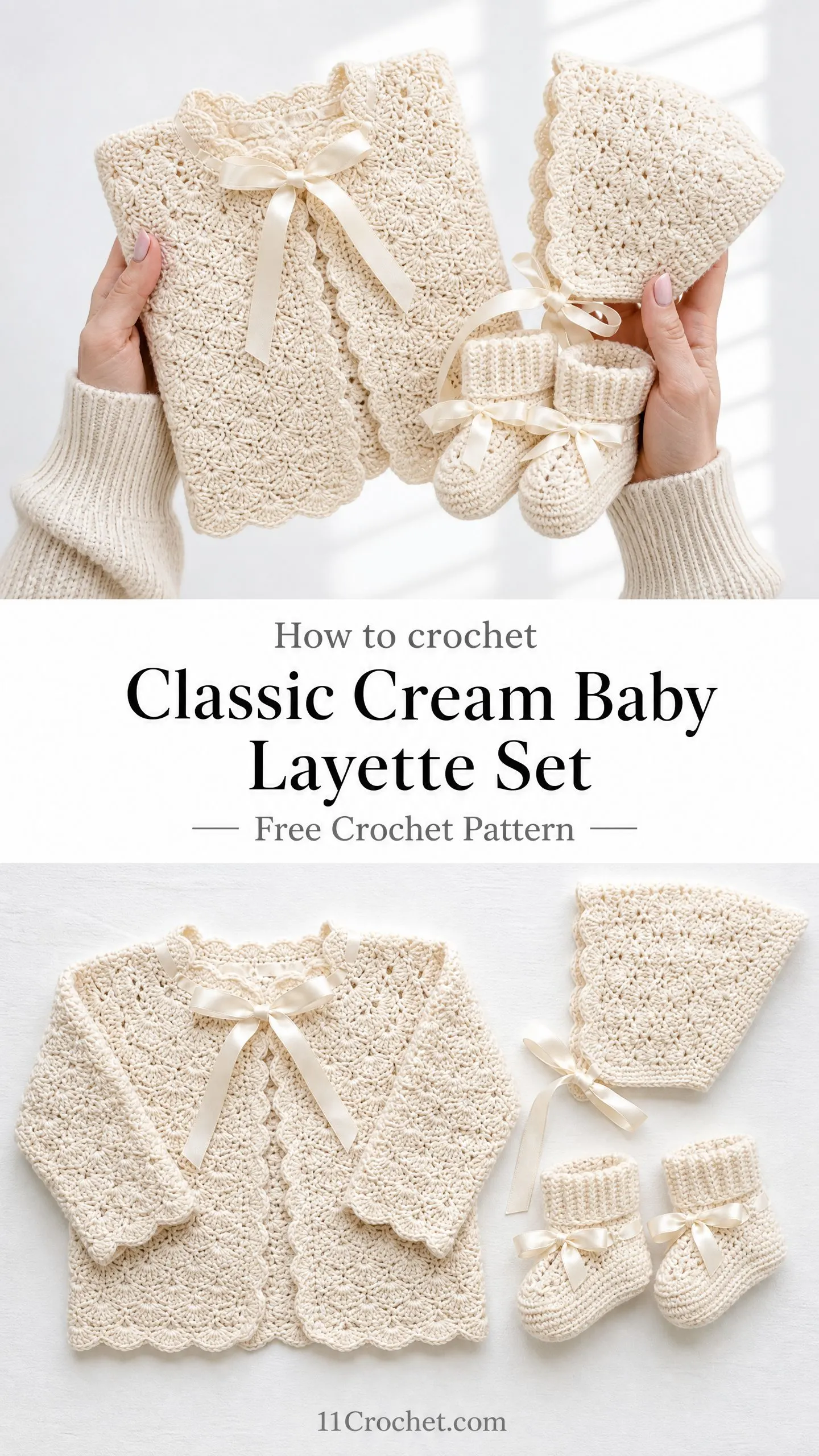 Classic Cream Baby Layette Set Free Crochet Pattern