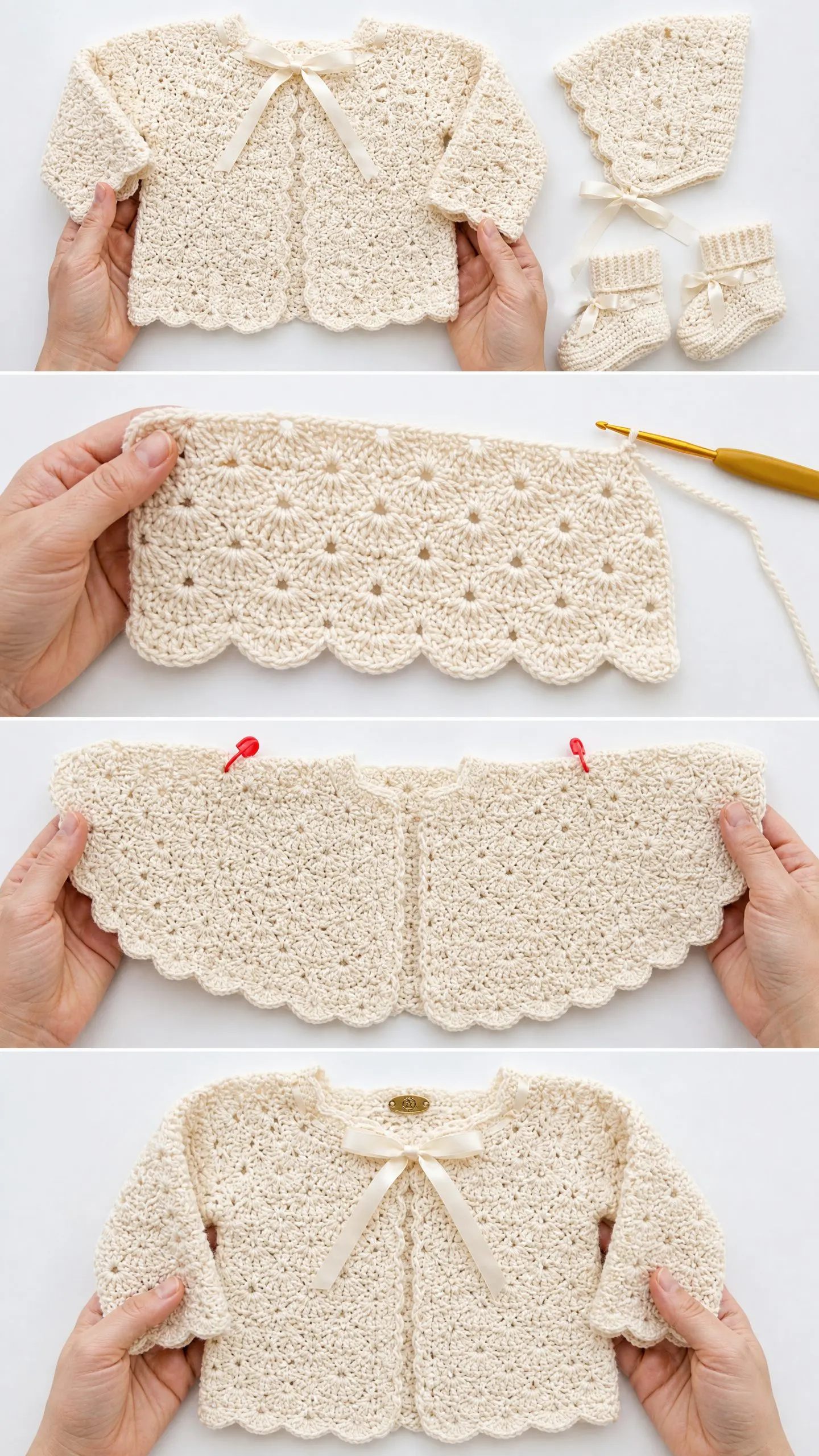 Classic Cream Baby Layette Set Free Crochet Pattern