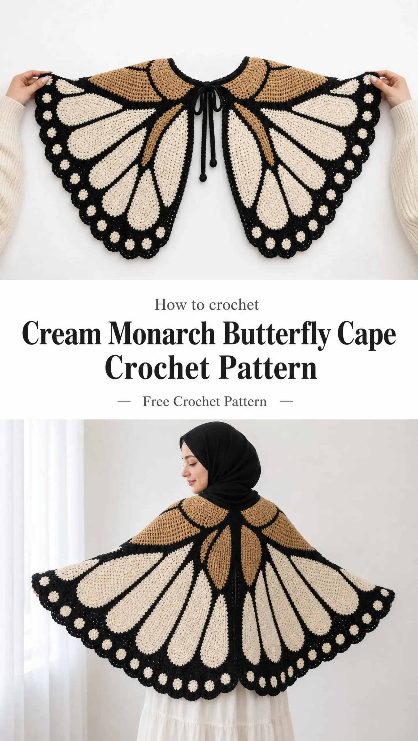 Cream Monarch Butterfly Cape Crochet Pattern