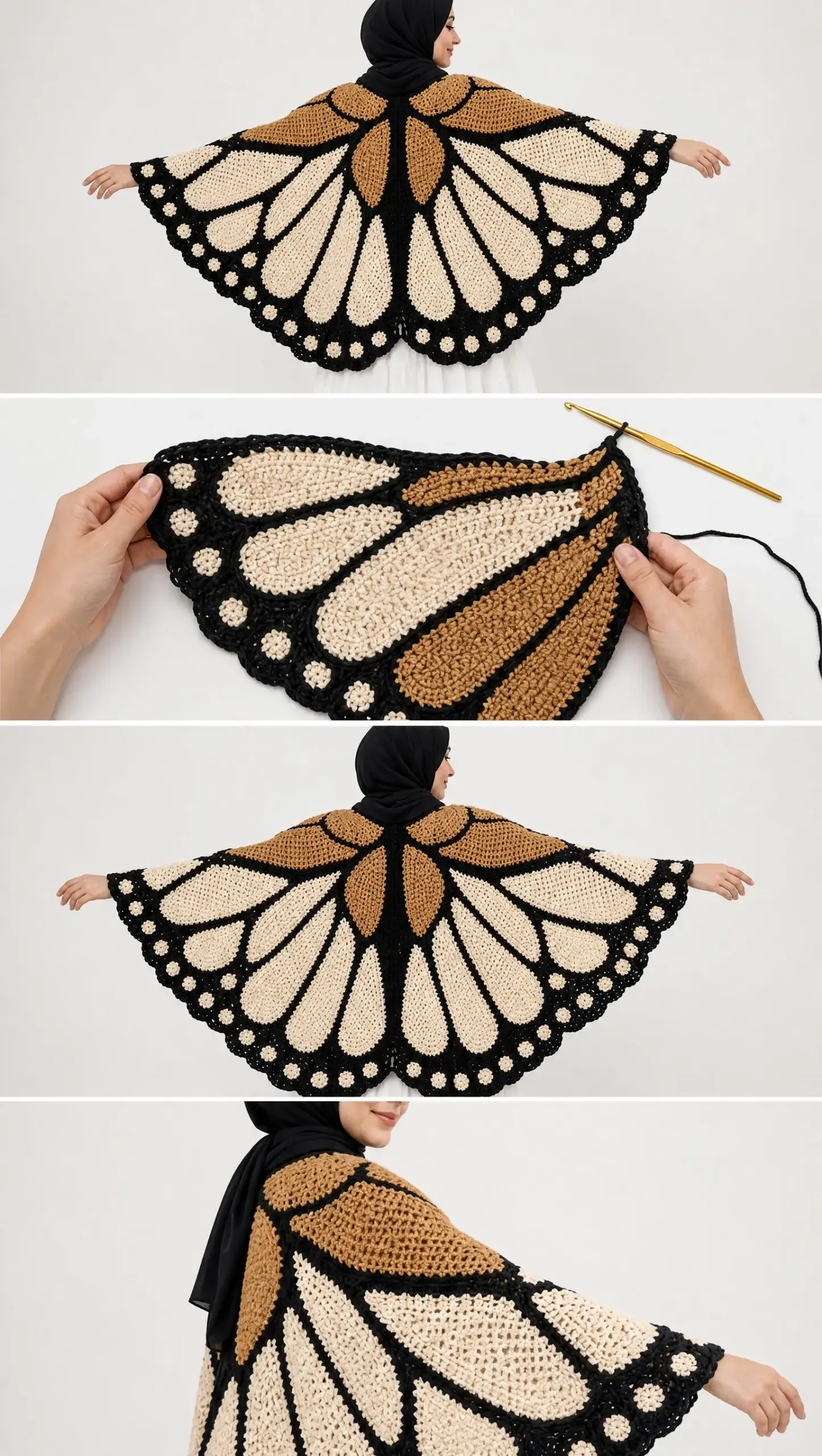 Cream Monarch Butterfly Cape Crochet Pattern