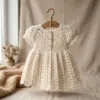 Cream Shell Stitch Baby Dress Free Crochet Pattern