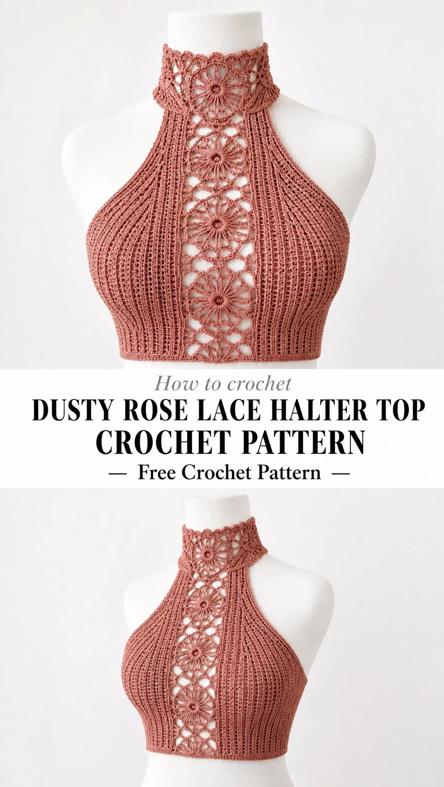 Dusty Rose Lace Halter Top Crochet Pattern