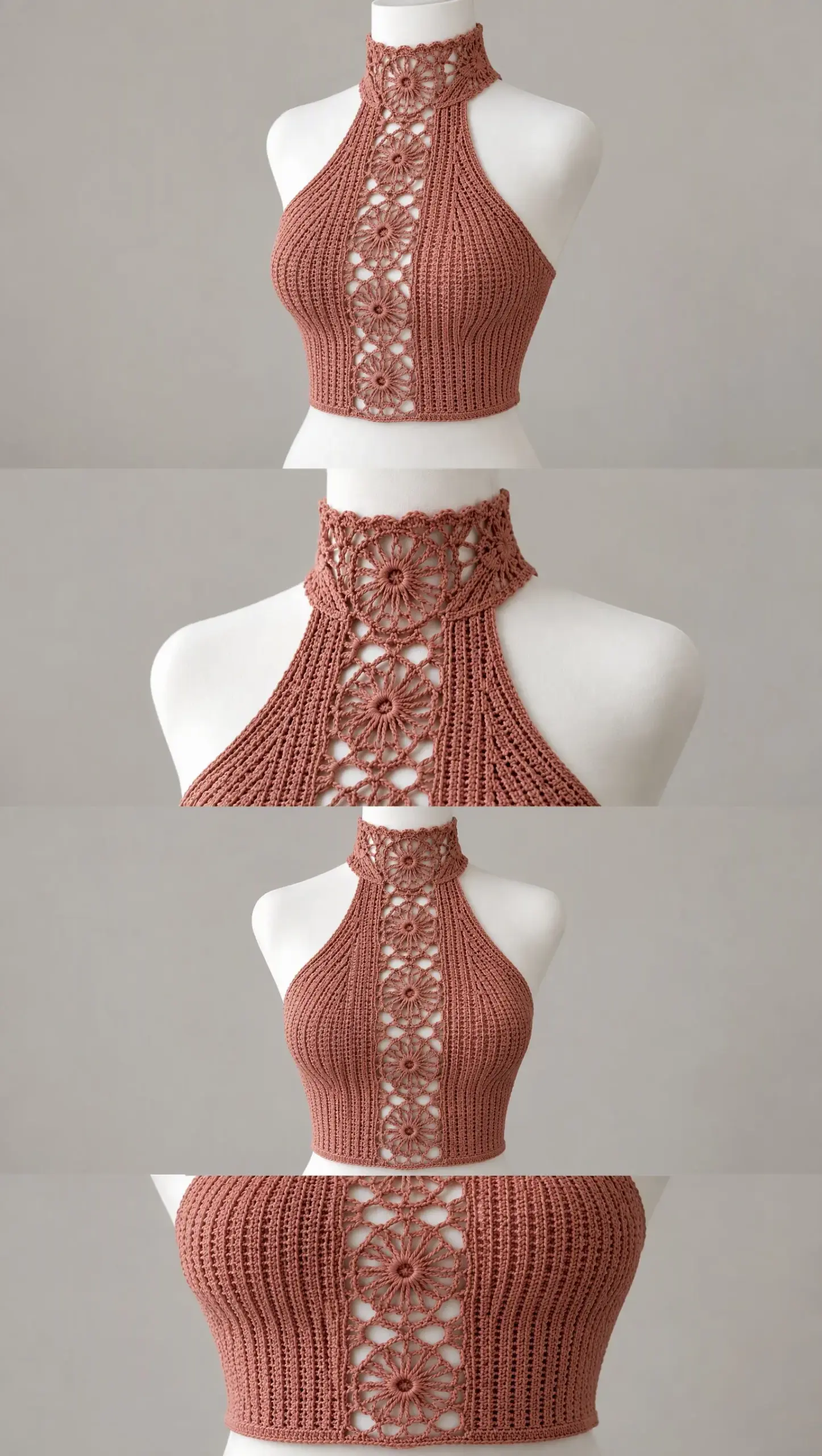 Dusty Rose Lace Halter Top Crochet Pattern
