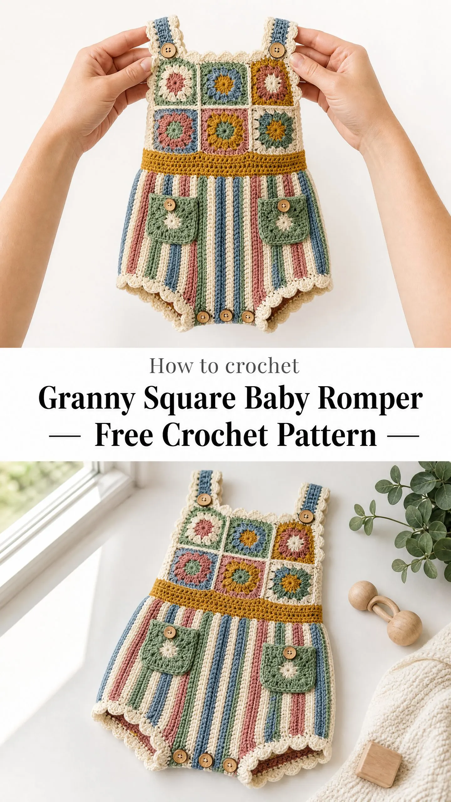 Granny Square Baby Romper Free Crochet Pattern