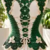 Green Floral Lace-Up Top Crochet Pattern