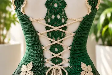 Green Floral Lace-Up Top Crochet Pattern