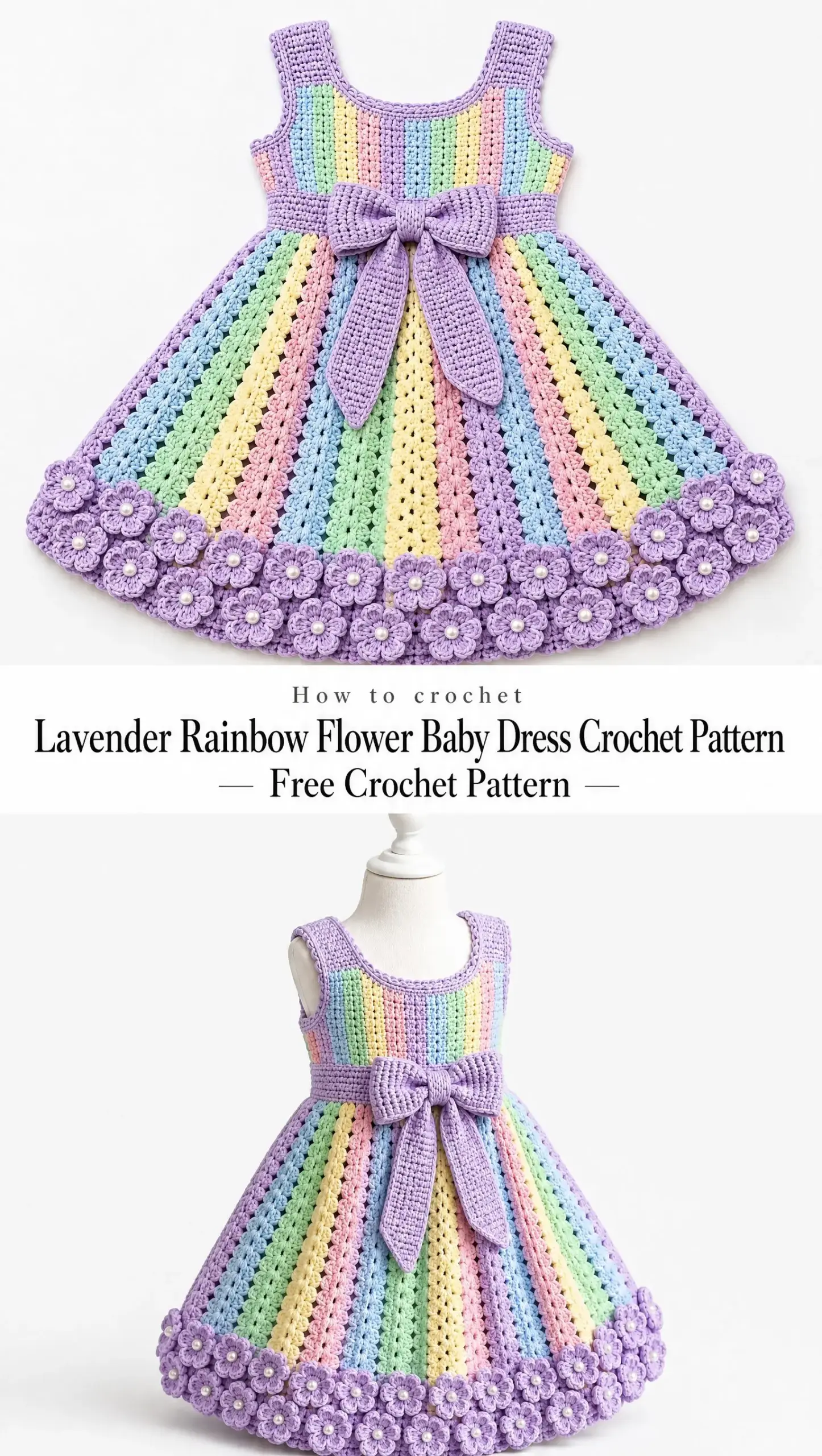 Lavender Rainbow Flower Baby Dress Crochet Pattern