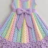Lavender Rainbow Flower Baby Dress Crochet Pattern
