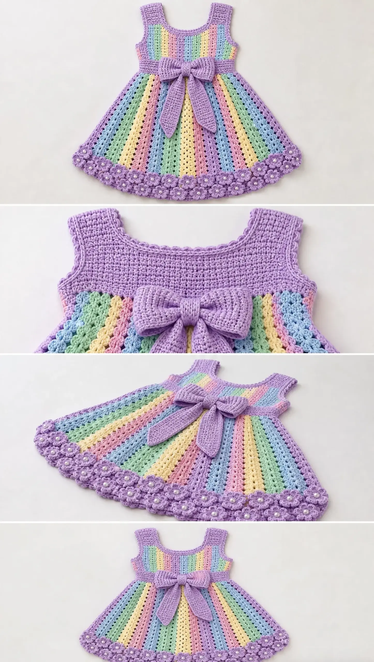 Lavender Rainbow Flower Baby Dress Crochet Pattern