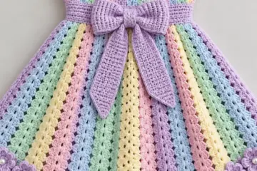 Lavender Rainbow Flower Baby Dress Crochet Pattern