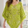 Lime Floral Fringe Poncho Crochet Pattern