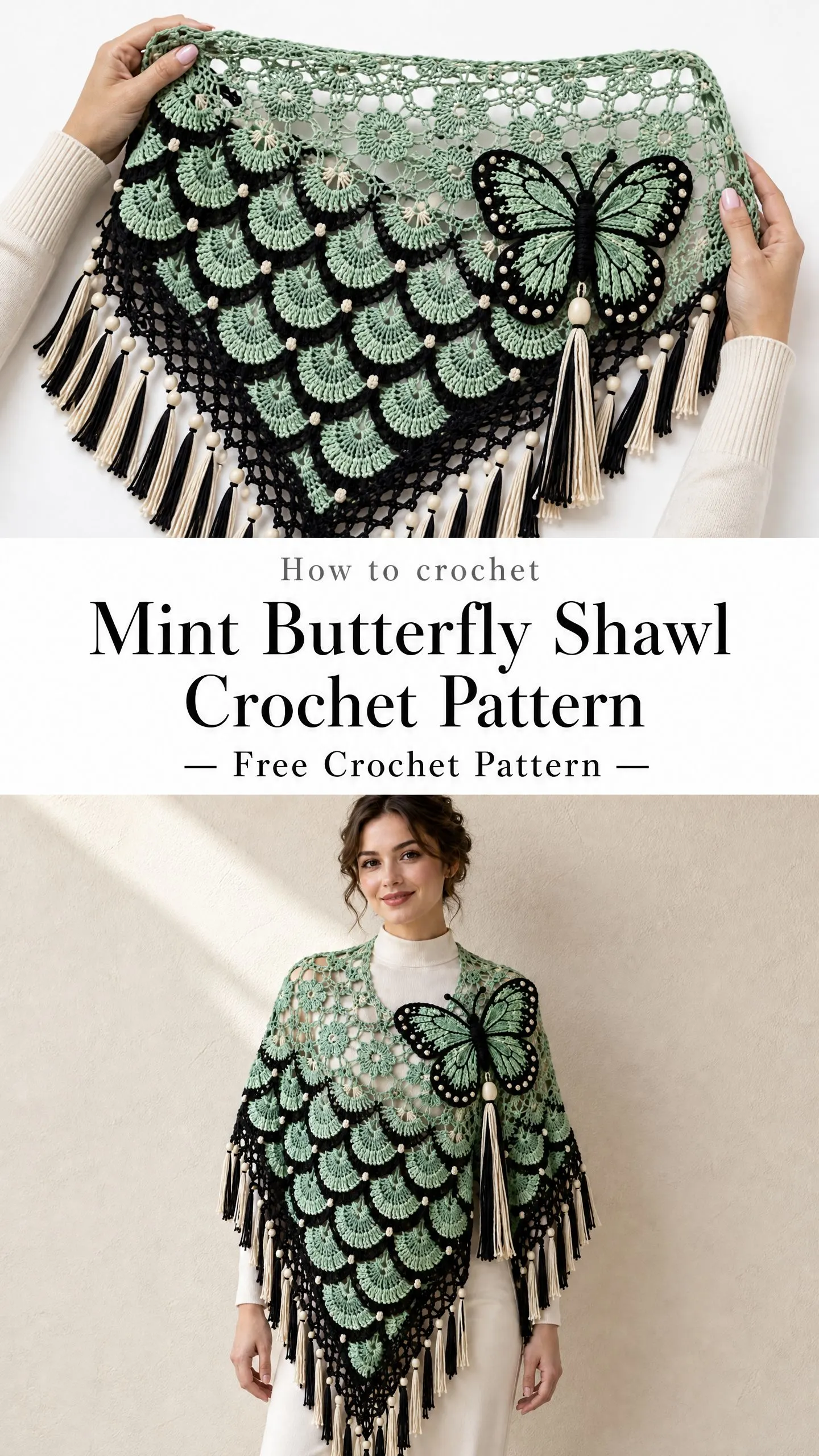 Mint Butterfly Shawl Crochet Pattern
