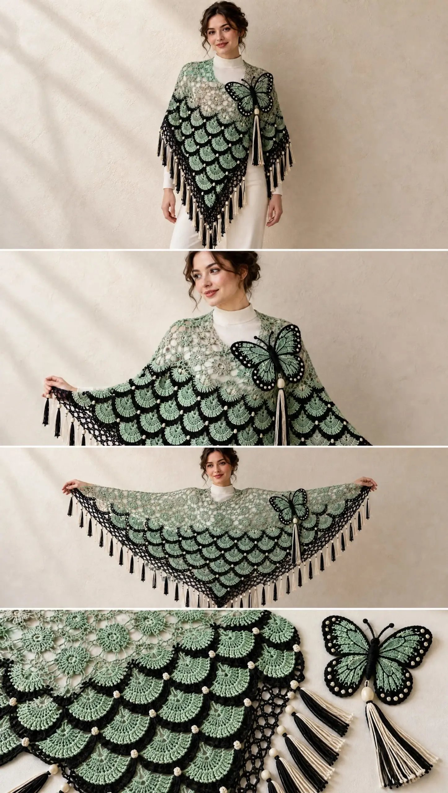 Mint Butterfly Shawl Crochet Pattern