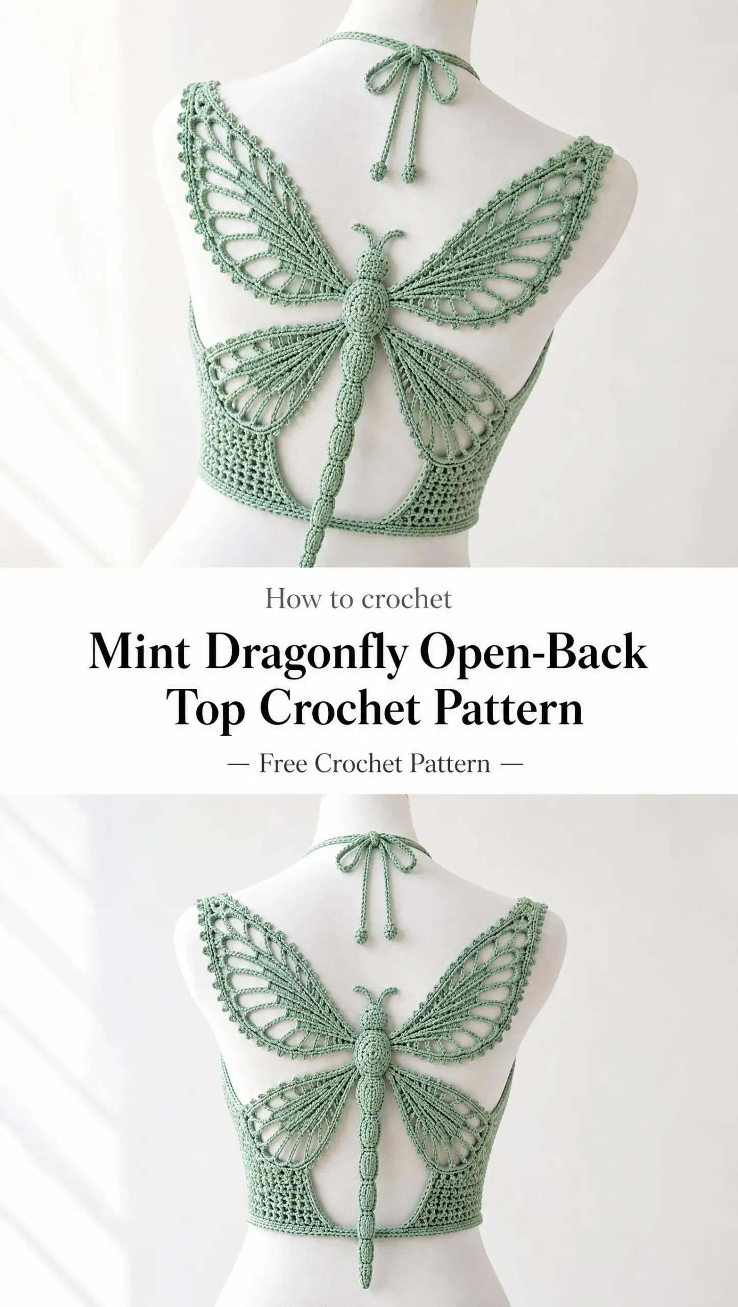 Mint Dragonfly Open-Back Top Crochet Pattern