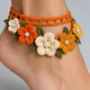 Orange Blossom Floral Anklet Crochet Pattern