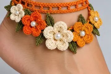 Orange Blossom Floral Anklet Crochet Pattern