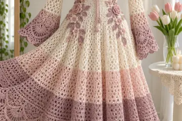 Pink Floral Lace Dress Crochet Pattern