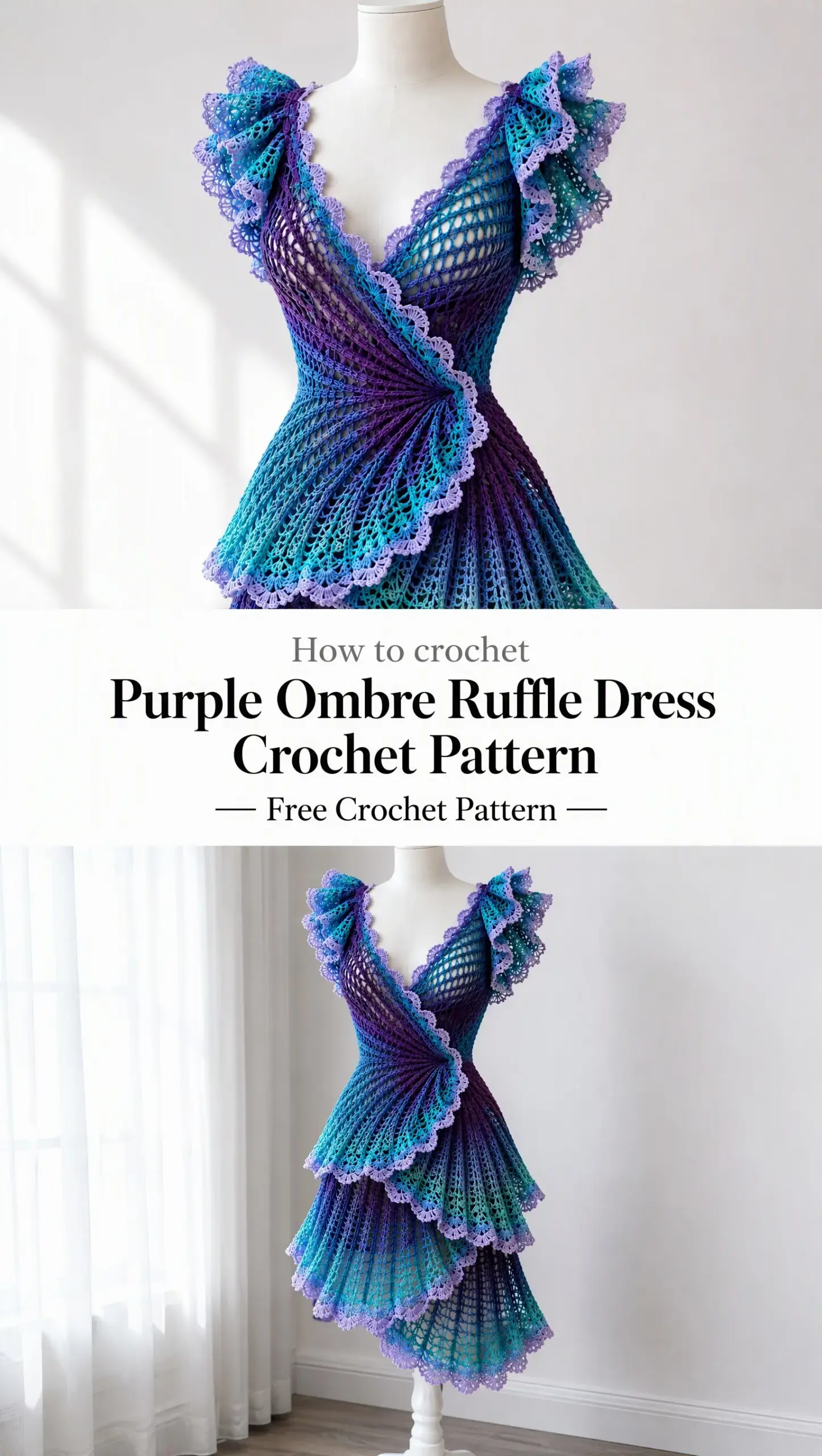 Purple Ombre Ruffle Dress Crochet Pattern