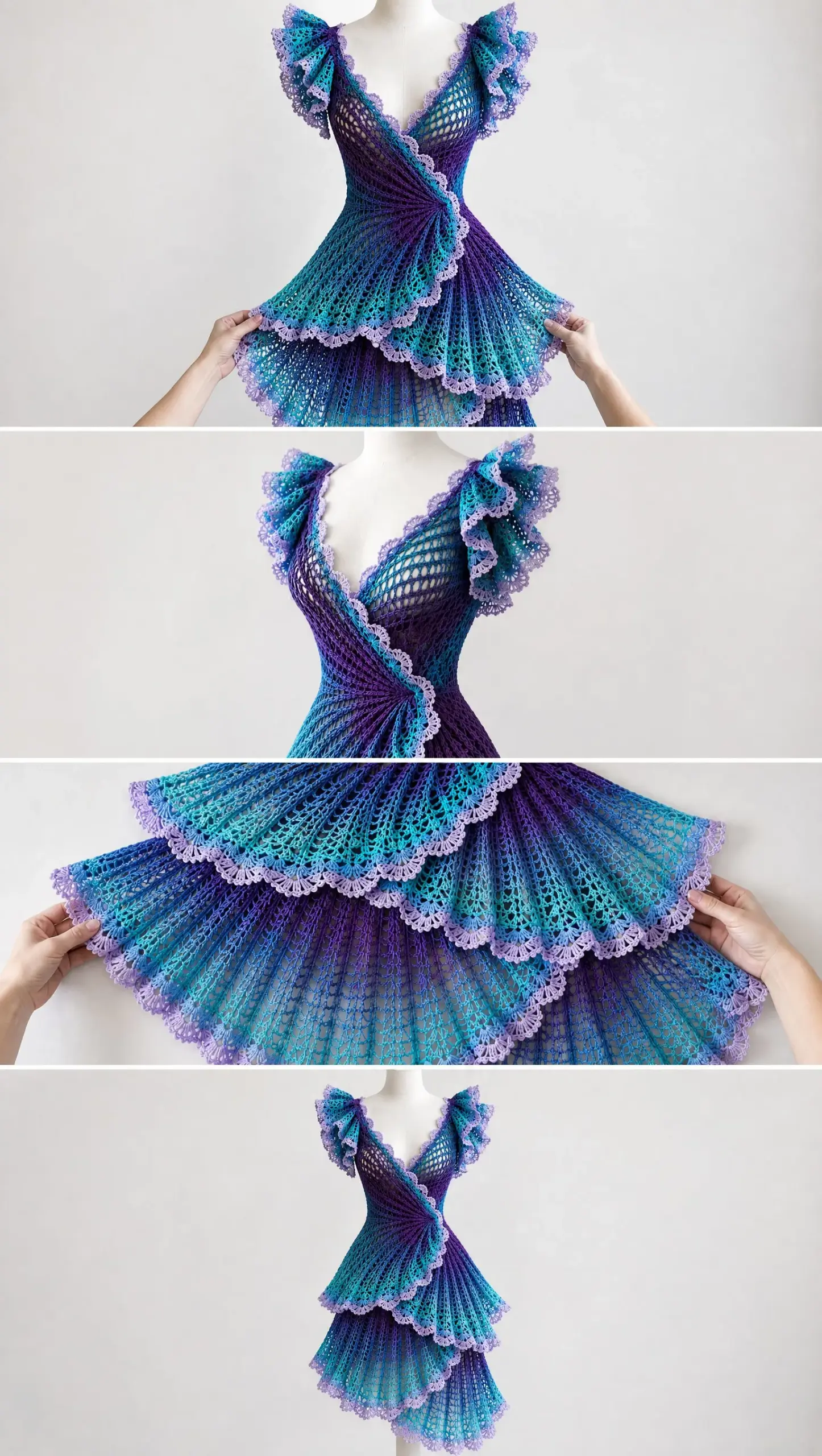 Purple Ombre Ruffle Dress Crochet Pattern