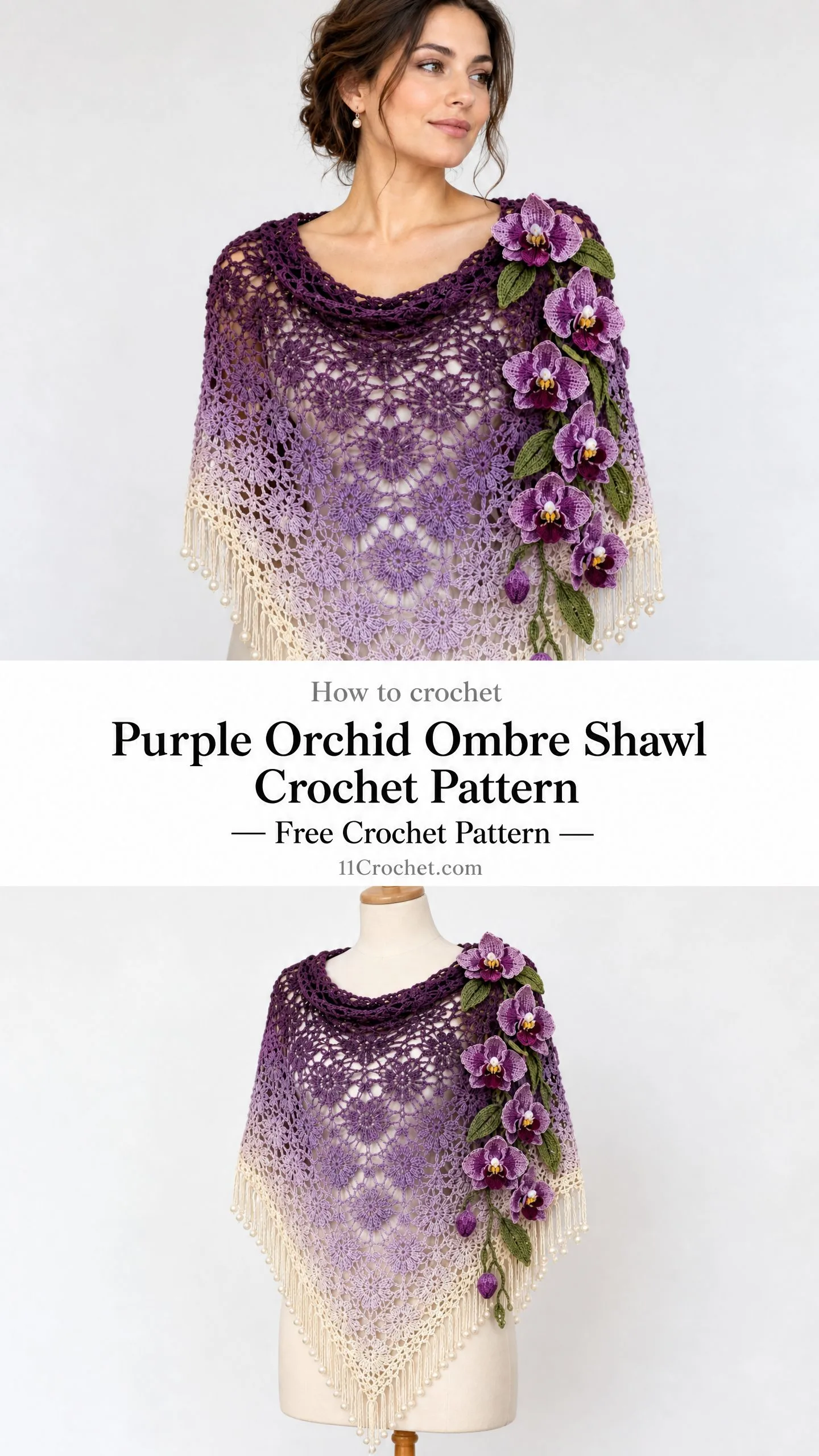 Purple Orchid Ombre Shawl Crochet Pattern