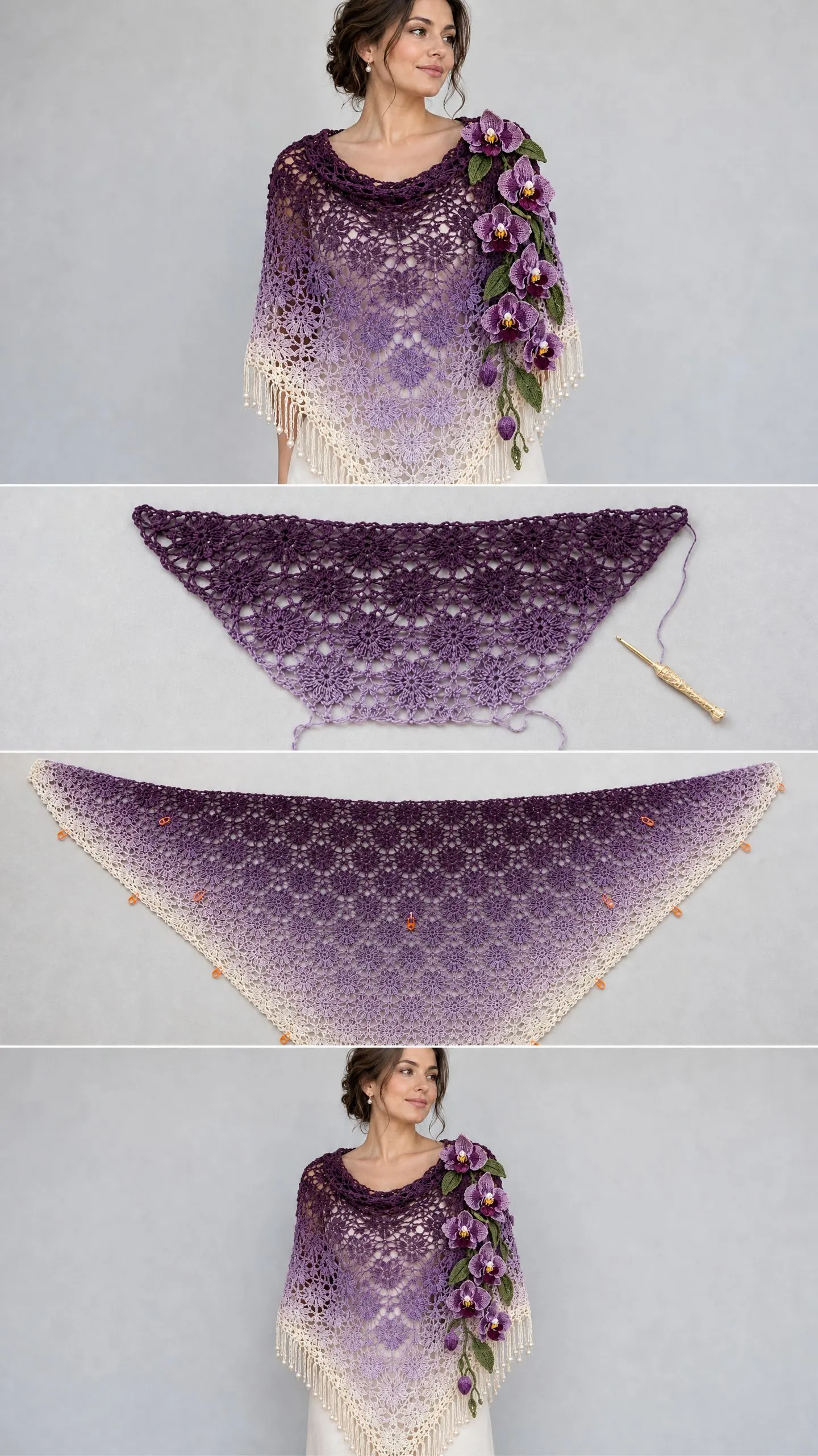 Purple Orchid Ombre Shawl Crochet Pattern