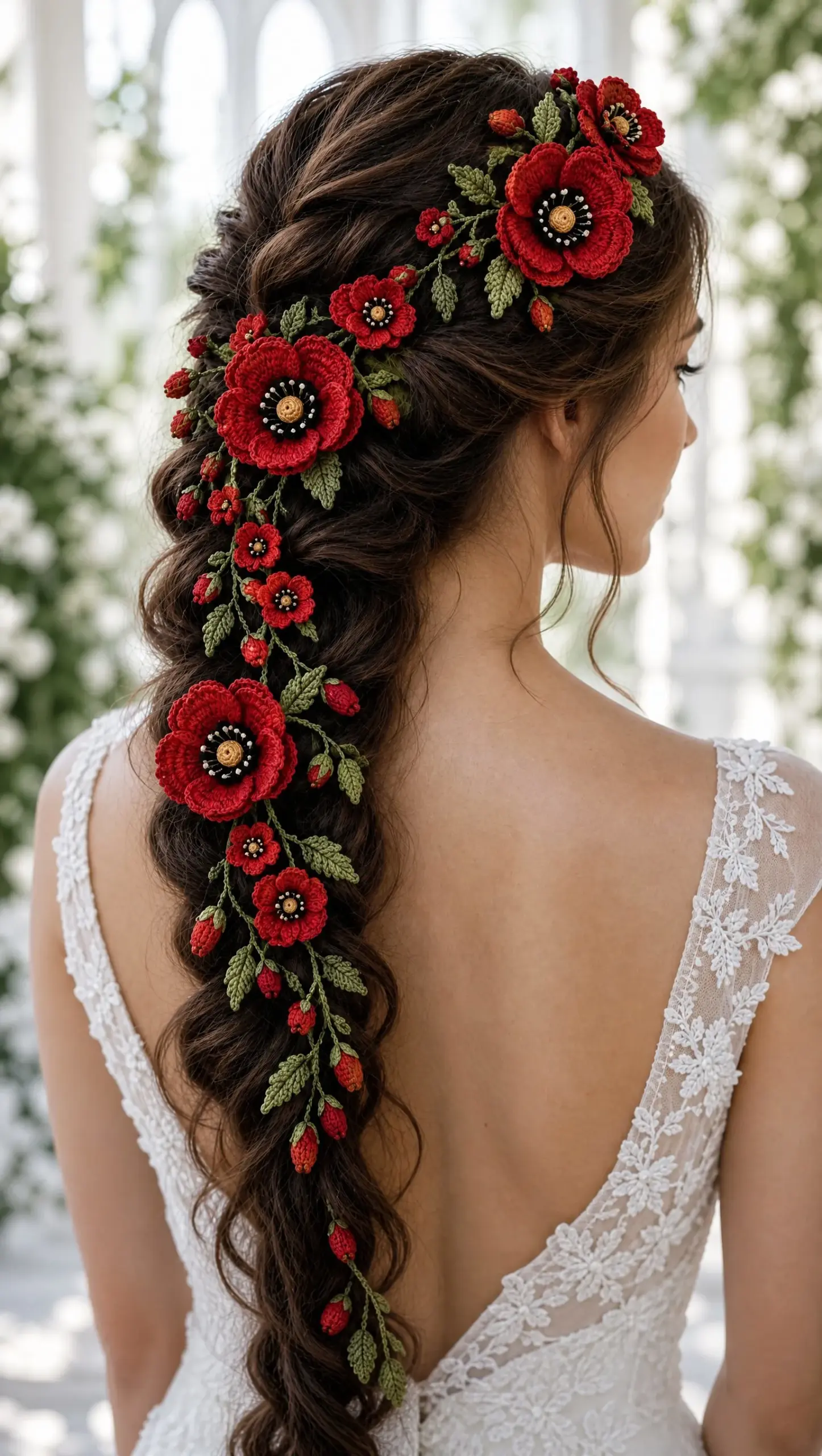 Red Poppy Hair Vine Crochet Pattern