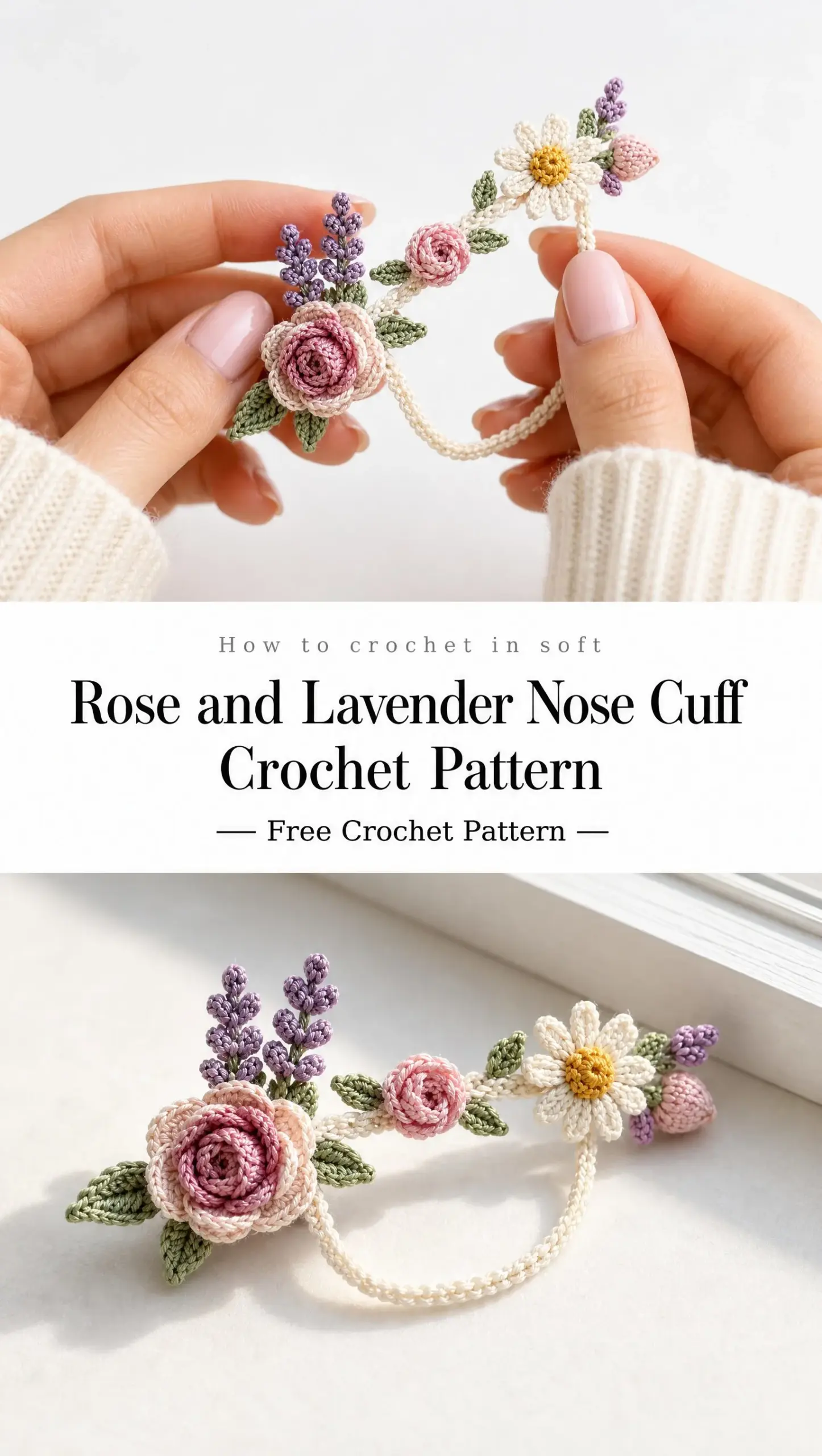 Rose and Lavender Nose Cuff Crochet Pattern