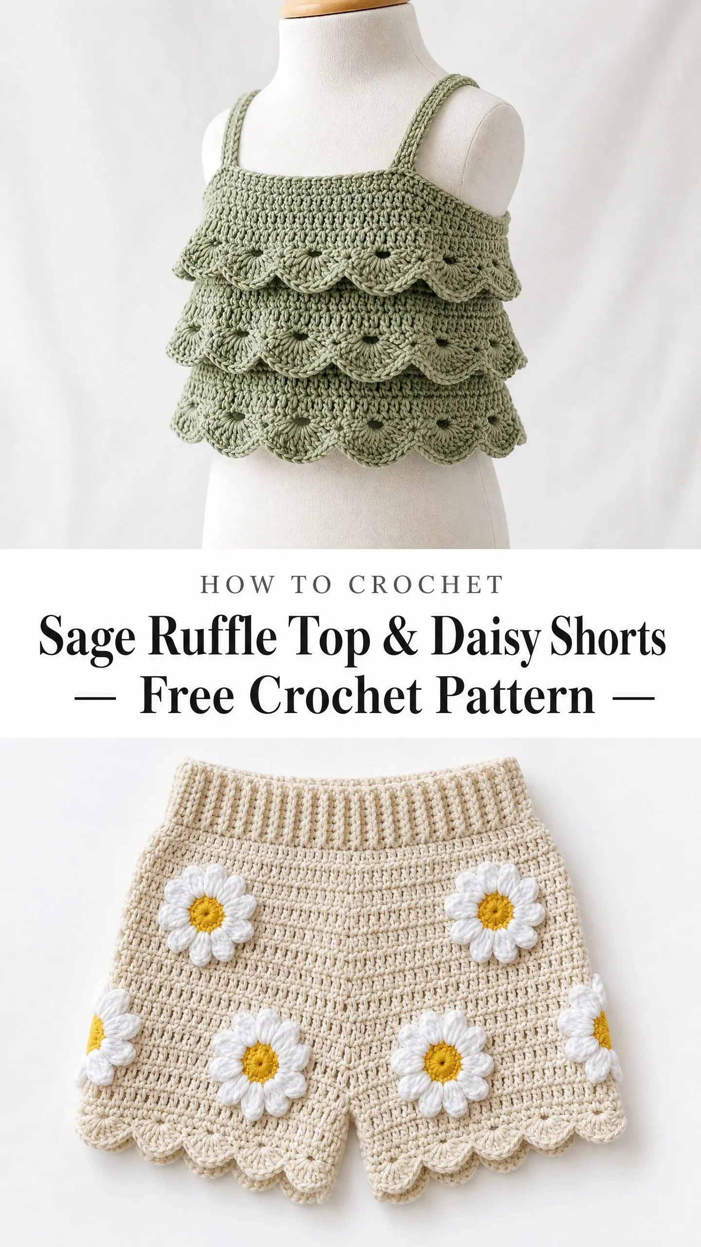 Sage Ruffle Top & Daisy Shorts Free Crochet Pattern