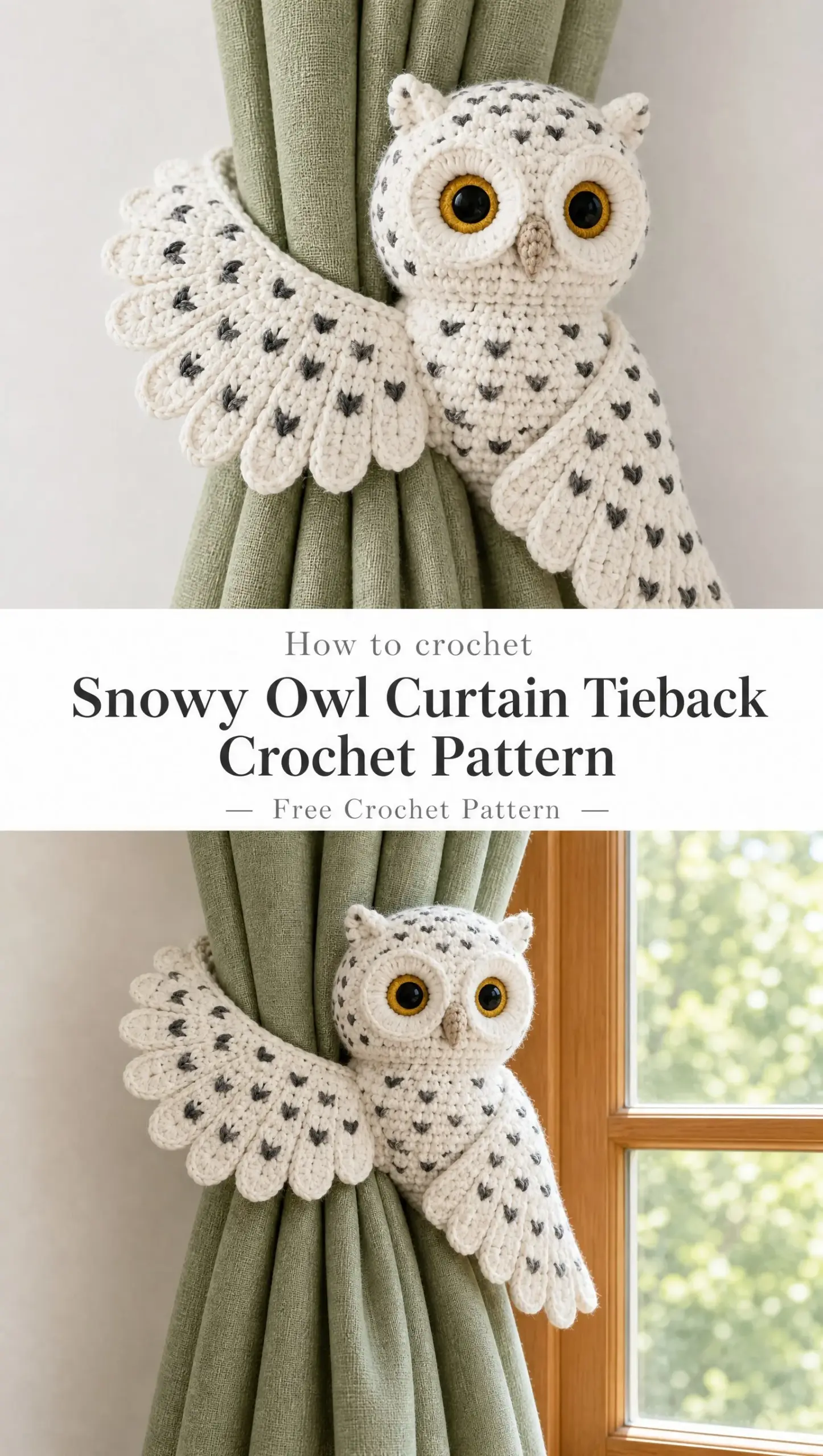 Snowy Owl Curtain Tieback Crochet Pattern