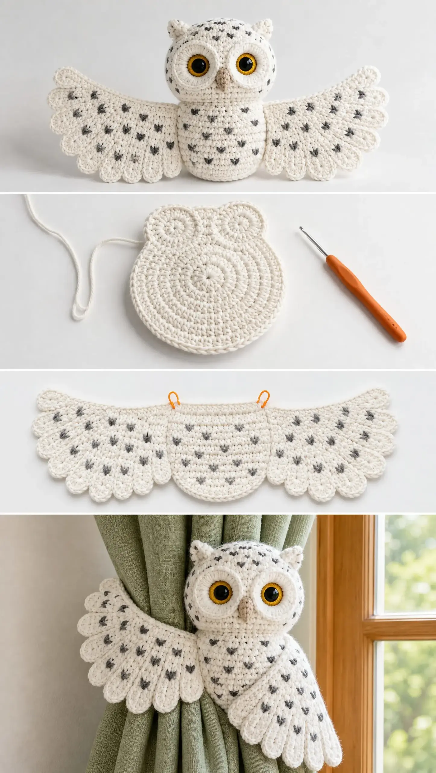 Snowy Owl Curtain Tieback Crochet Pattern