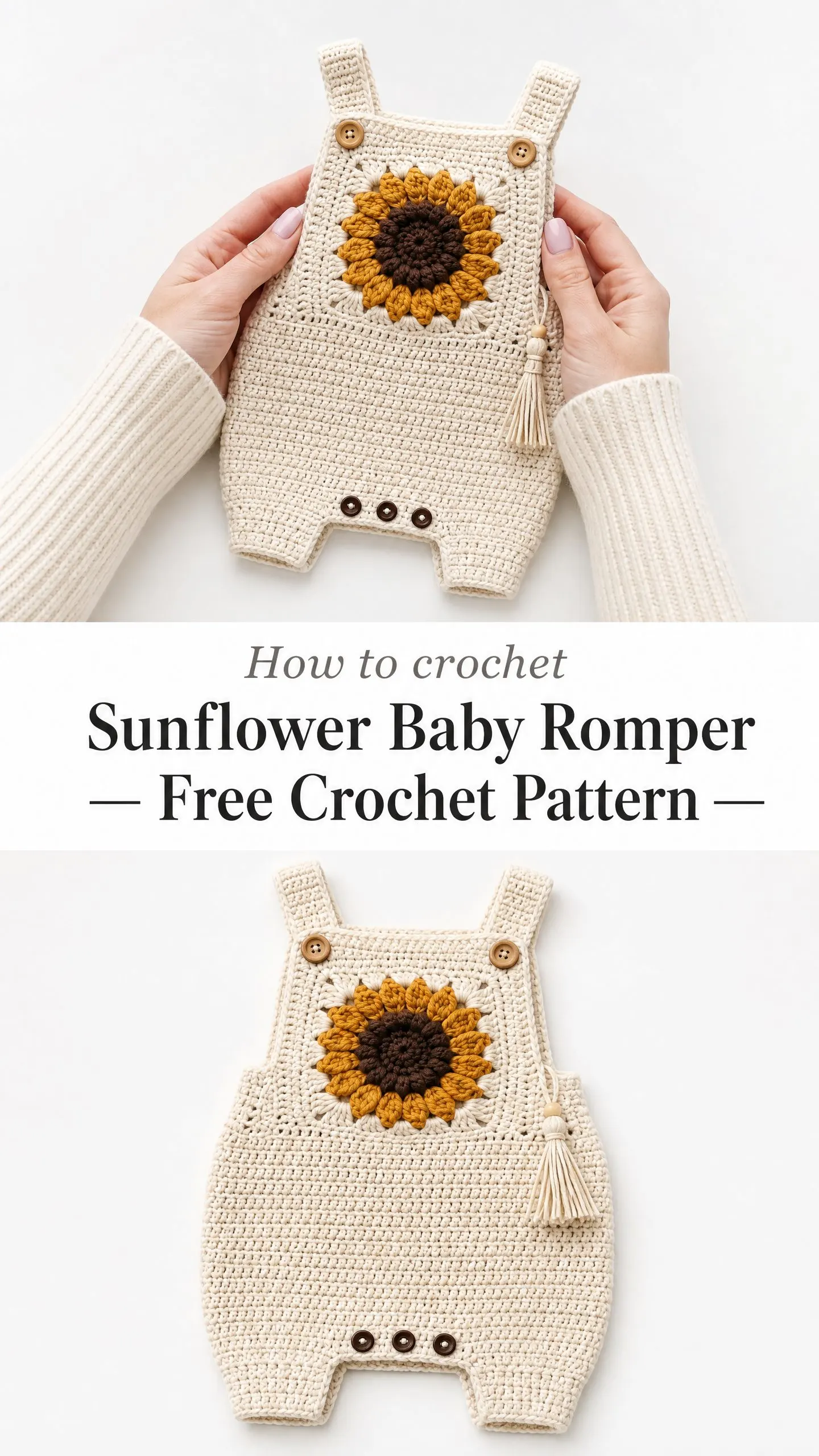 Sunflower Baby Romper Free Crochet Pattern