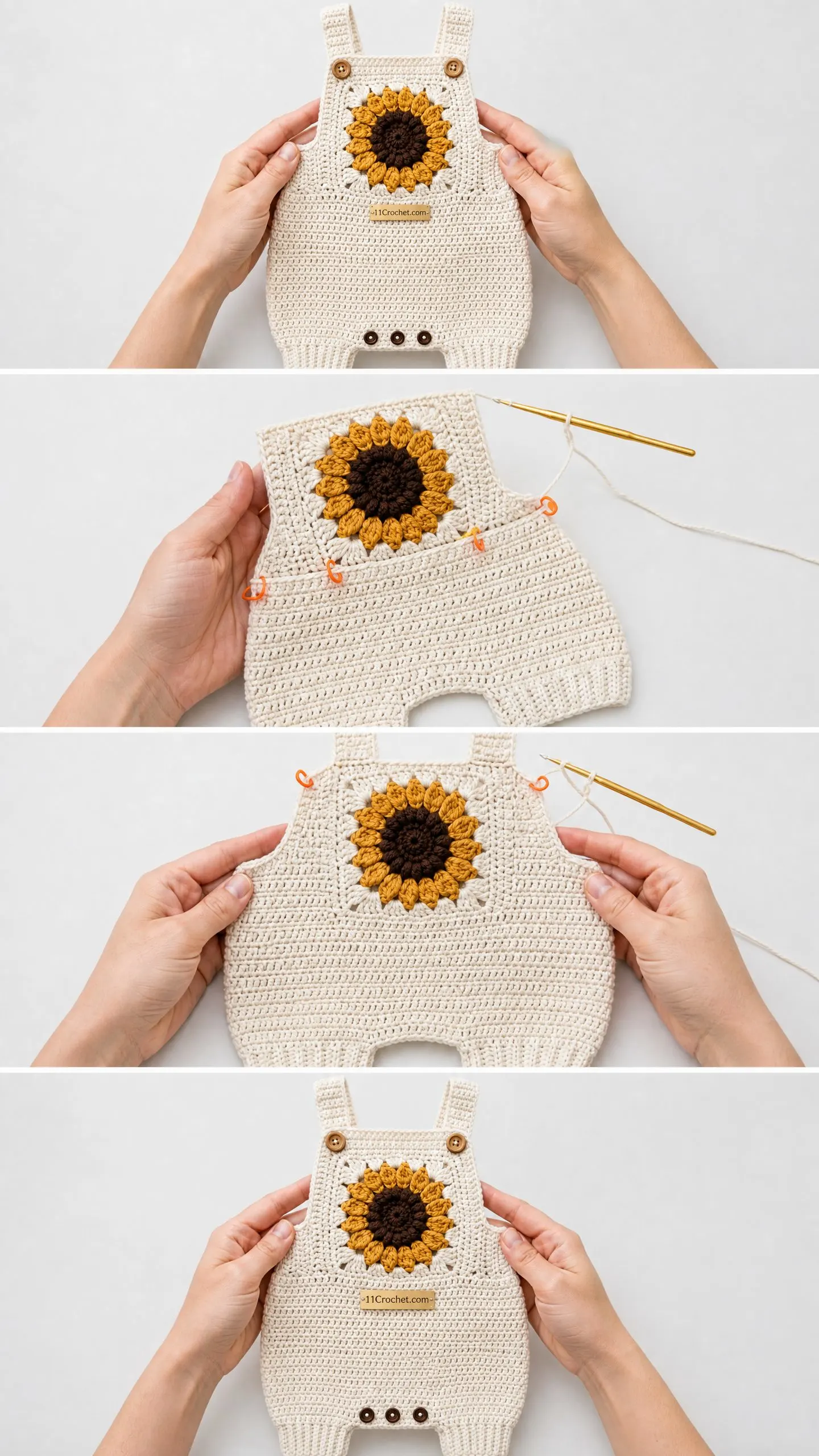 Sunflower Baby Romper Free Crochet Pattern