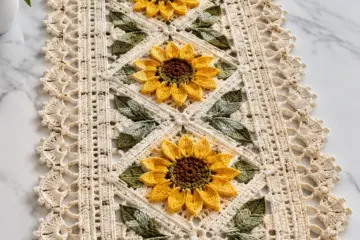 Sunflower Diamond Table Runner Crochet Pattern