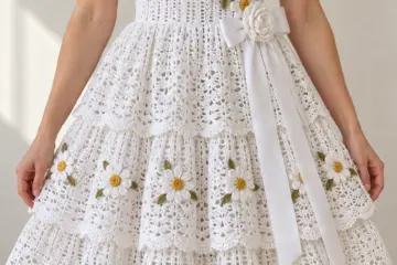 White Daisy Tiered Dress Crochet Pattern