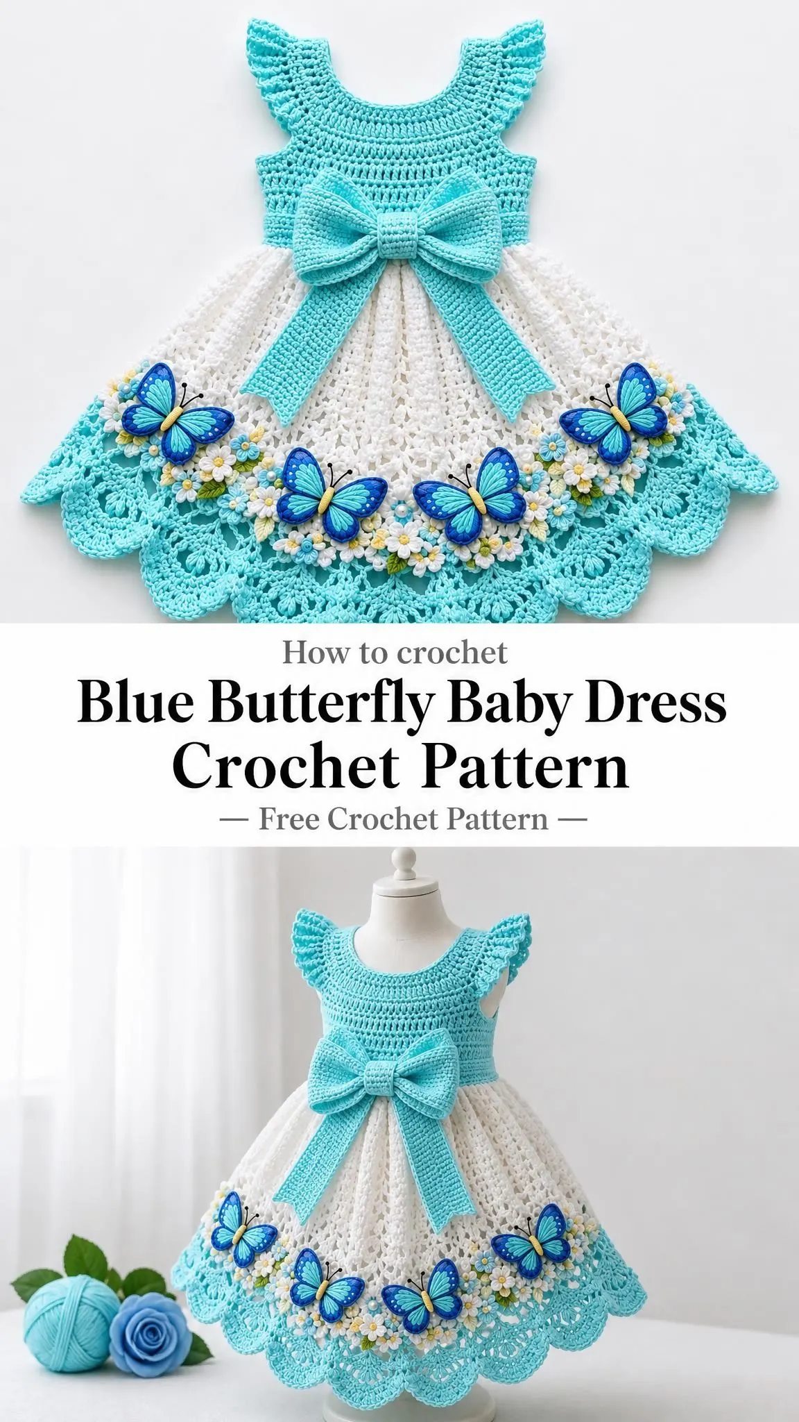 Blue Butterfly Baby Dress Crochet Pattern