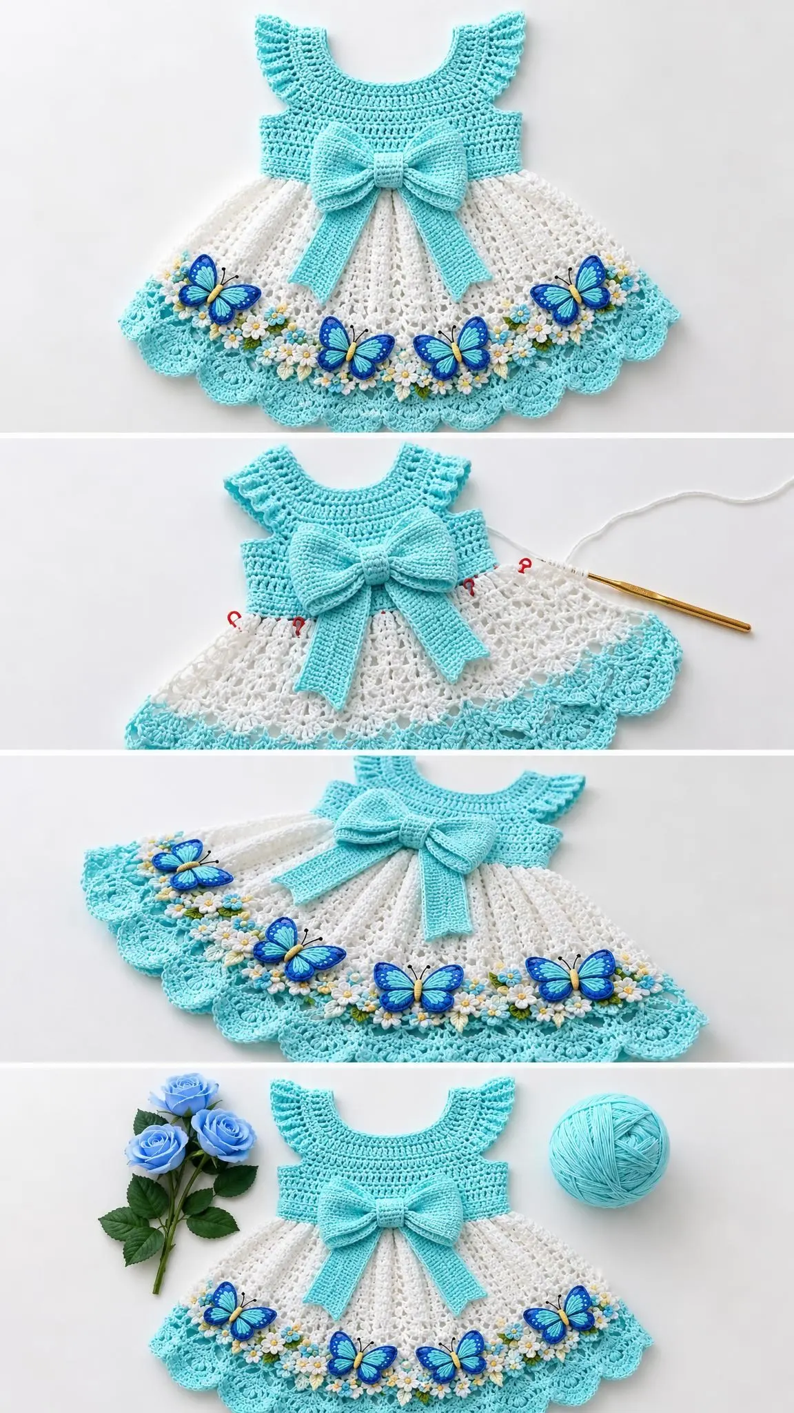 Blue Butterfly Baby Dress Crochet Pattern