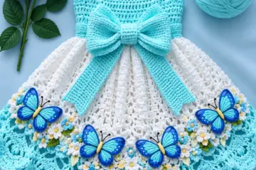 Blue Butterfly Baby Dress Crochet Pattern