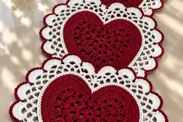 Burgundy Heart Lace Table Runner Crochet Pattern