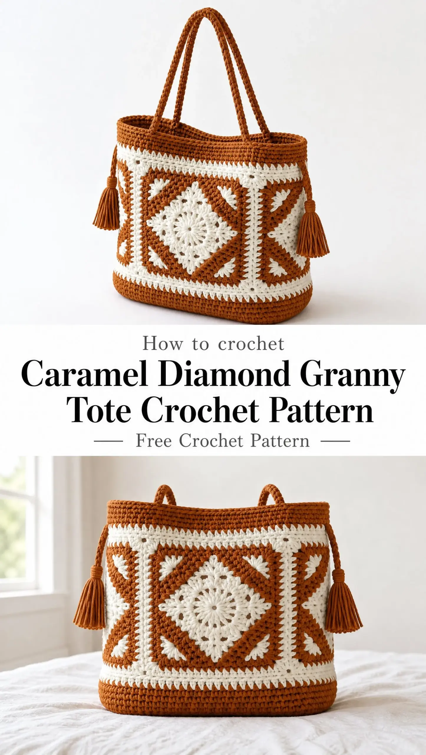 Caramel Diamond Granny Tote Crochet Pattern