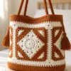 Caramel Diamond Granny Tote Crochet Pattern