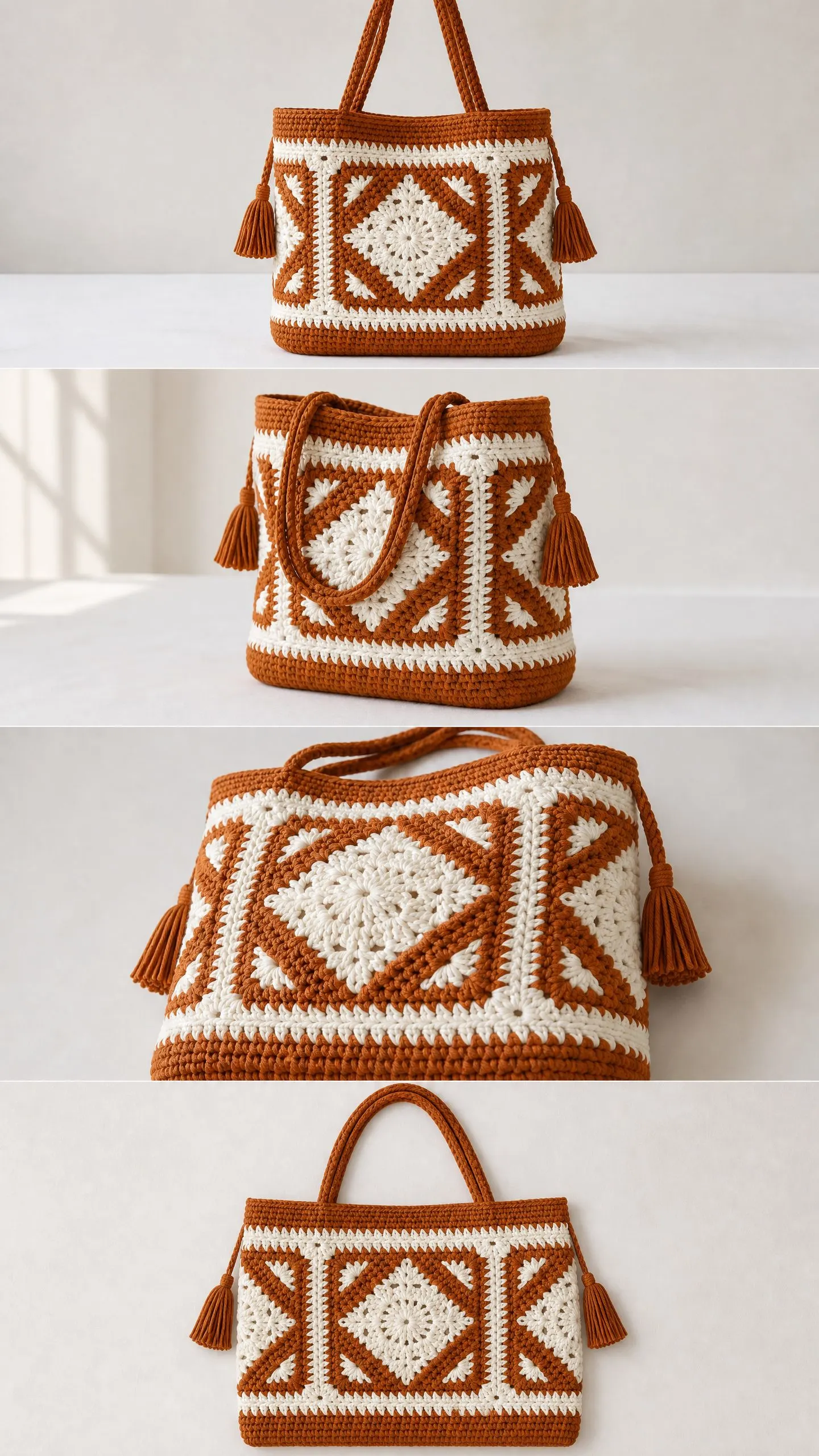Caramel Diamond Granny Tote Crochet Pattern